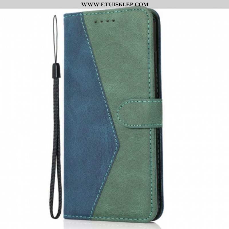 Etui Folio do Oppo A94 5G Dwukolorowa Trójkątna Sztuczna Skóra